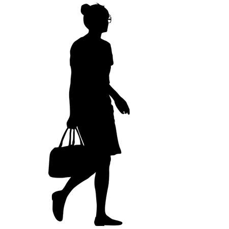 Black silhouettes of beautiful woman on white background. Vector illustration.のイラスト素材