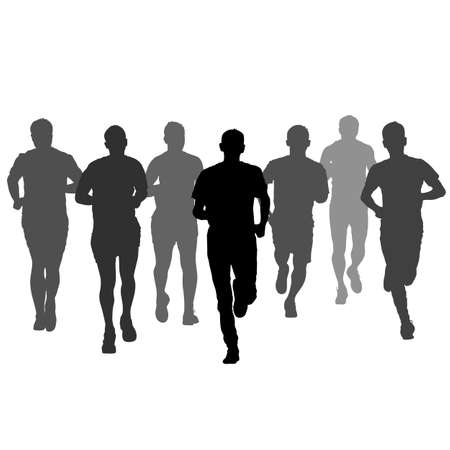 Set of silhouettes Runners on sprint men vector illustration.のイラスト素材