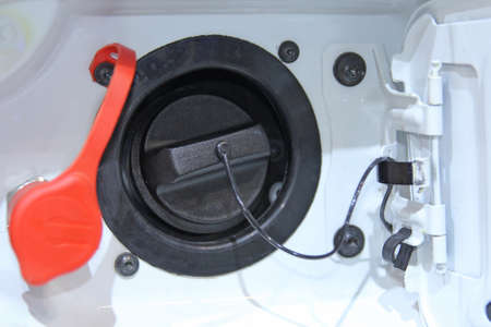 Open hatch of the car gas tank