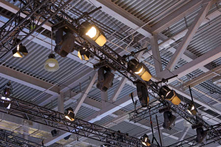 Lighting on farms over the stage in the theaterのeditorial素材