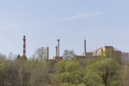 Petrochemical plant with on the sky background.の写真素材