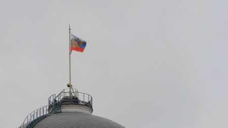 Kremlin Moscow Dome of Senate building Russian Flag tower.の写真素材
