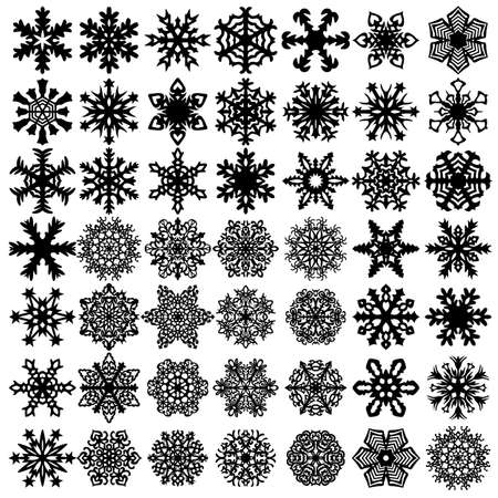 Set snowflakes icons on white background, vector illustrationのイラスト素材
