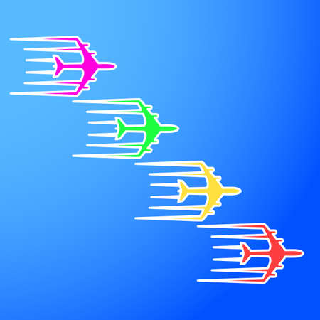 Flying airplane Airliner jet transport icon illustration.のイラスト素材
