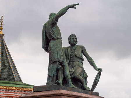 Dmitry Pozharsky and Kuzma Minin monument Russia.Moscow.のeditorial素材
