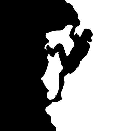 Black silhouette rock climber on white background.のイラスト素材