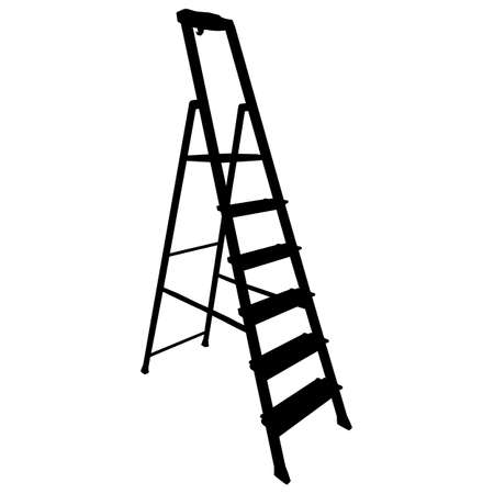 Black silhouette tool staircase on a white background.のイラスト素材