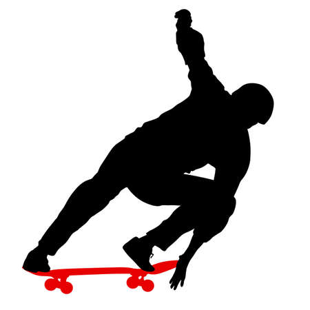 Black silhouette of a skateboarder vector illustrationのイラスト素材