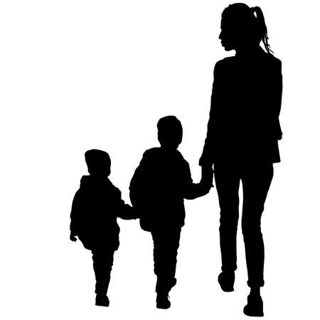 Silhouette of happy family on a white background.のイラスト素材