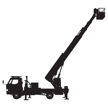 Electrician, making repairs at a power pole on white background.のイラスト素材