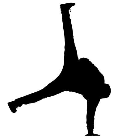 Black Silhouettes breakdancer on a white background.のイラスト素材