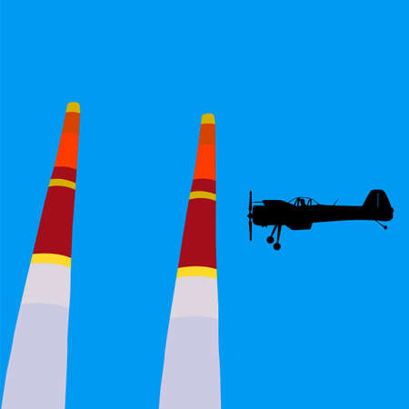 Aerobatic aircraft performs aerobatics against the sky.のイラスト素材