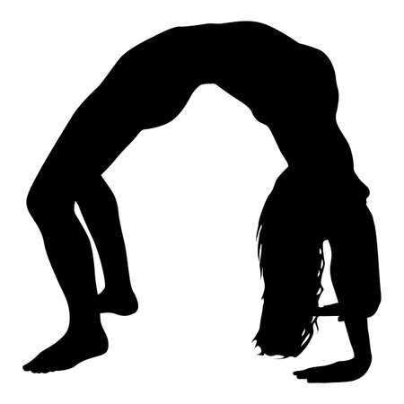 Silhouette girl on yoga class in pose on a white background.のイラスト素材