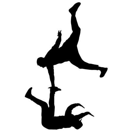Black Silhouettes breakdancer on a white background.のイラスト素材