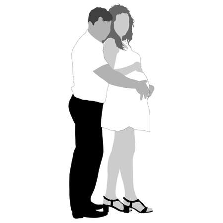 Silhouette Happy pregnant woman and her husband.のイラスト素材