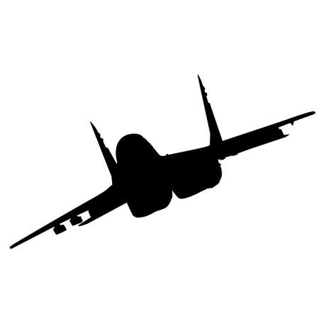 Silhouette military combat airplane on a white background.のイラスト素材