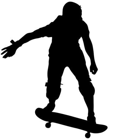 Black silhouette of an athlete skateboarder in a jump.のイラスト素材