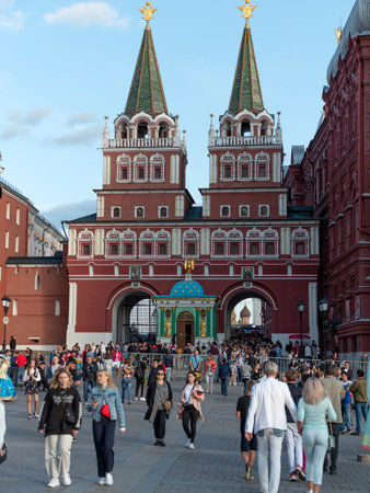 MOSCOW - JULE 27: Moscow Red square, History Museum on Jule 27, 2019 in Moscow, Russia.のeditorial素材