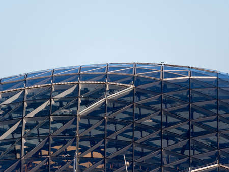 MOSCOW - JULE 25: Fragment of floating bridge Zaryadye Park in Moscow against the sky on Jule 25, 2019 in Moscow, Russia.の写真素材