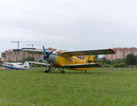 MOSCOW REGION, CHERNOE AIRFIELD 22 May 2021: airplane An-2 the Sky aviation festival, theory and practice.のeditorial素材
