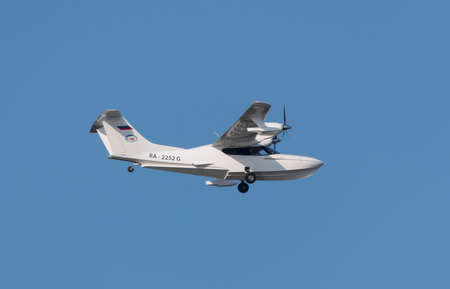MOSCOW REGION, CHERNOE AIRFIELD 22 May 2021: airplane amphibious aircraft L-65 - Seagull the Sky...