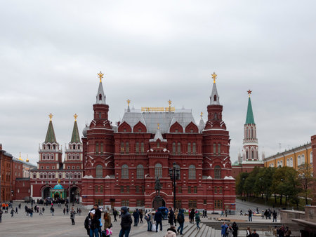 MOSCOW - JULE 27: Moscow Red square, History Museum on Jule 27, 2019 in Moscow, Russia.のeditorial素材
