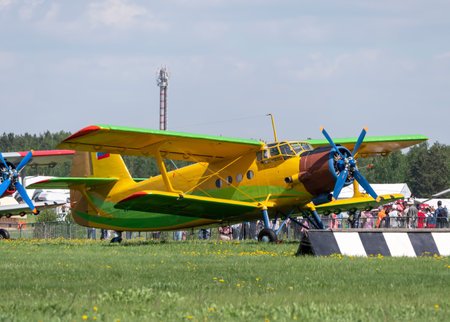 MOSCOW REGION, CHERNOE AIRFIELD 22 May 2021: airplane An-2 the Sky aviation festival, theory and practice.のeditorial素材