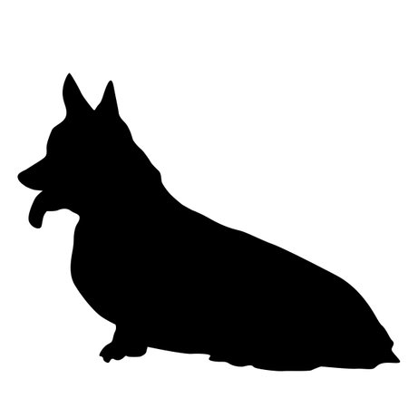 Black silhouette of dogs on a white background.のイラスト素材