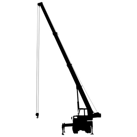 Silhouette on a white background of aerial platform or crane on a vehicle.のイラスト素材