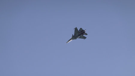 Moscow Russia Zhukovsky Airfield 25 July 2021: aerobatic Su-30 perfoming demonstration flight of the...