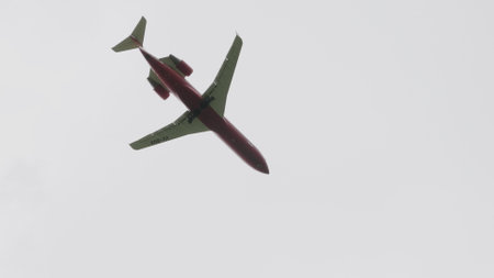 ST. PETERSBURG, RUSSIA, May 12, 2020: Company rusline airlines passenger plane comes in to land in to the airport St. Petersburg, Russia.のeditorial素材