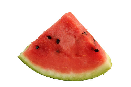 Watermelon, a staple food and natural fruit, is shown on a white background.の写真素材