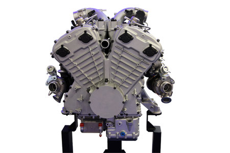 Aviation automotive piston engine with arrangement of cylinders Isolated on white background.の写真素材