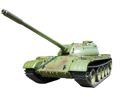 Old green tank armored vehicle isolated on a white background.の写真素材