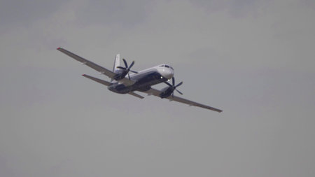 Moscow Russia Zhukovsky Airfield 25 July 2021: Commercial passenger airplane Il-114 flying...