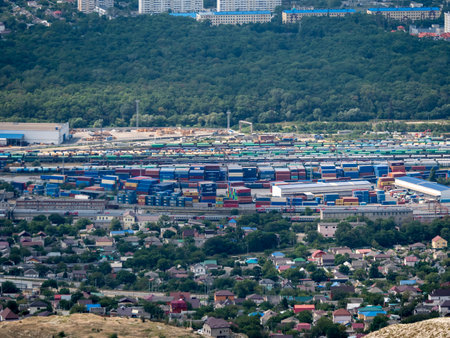 Novorossiysk, Russia 08.18.2023 Port cranes,Black Sea port Krasnodar Territory Novorossiysk.