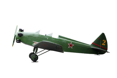 Moscow, Russia - May 9, 2020 - Old Soviet training airplane Ut-2 isolated on white background.のeditorial素材