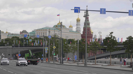 Moscow Kremlin embankment view of the Great Kremlin Palace.のeditorial素材