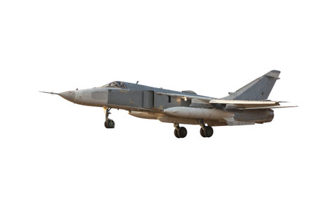 Soviet strategic bomber Sukhoi Su-24 isolated on white background.のeditorial素材
