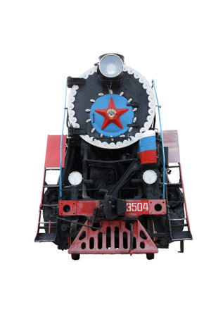 Train with steam locomotive series Ov isolated on white background.のeditorial素材