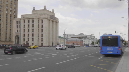 MOSCOW, RUSSIA - JULE 27 2022: The main building of Ministry of Foreign Affairs is one of the famous seven skyscrapers, built in Stalinist style, on Jule 27, 2022 in Moscow, Russiaのeditorial素材