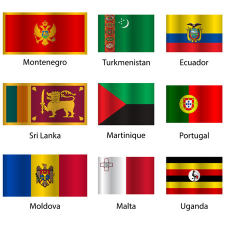 Set Flags of world sovereign states on a white background Exact colors. Easy changes.のイラスト素材