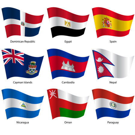 Set Flags of world sovereign states on a white background Exact colors. Easy changes.のイラスト素材