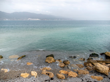 View of a stormy seascape of waves.の写真素材