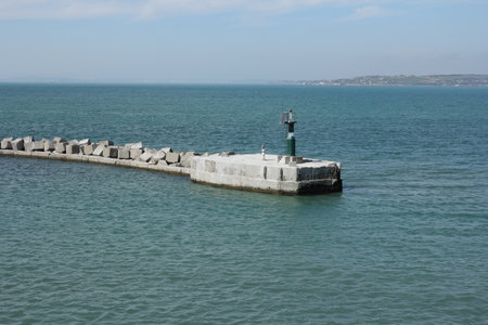 View of the Kerch Strait from the side of the ferry.の写真素材