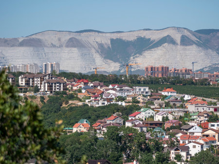 Black sea coast. Beautiful blue sea in Novorossiysk.の写真素材