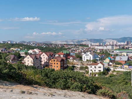 Black sea coast. Beautiful blue sea in Myskhako.の写真素材