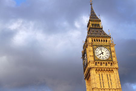 Big Ben in London with clouds background