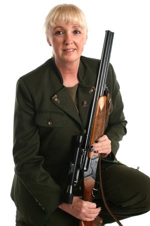 Female blonde huntress going hunting