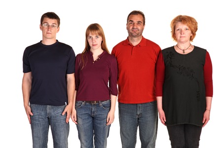 Serious family standign straightの写真素材
